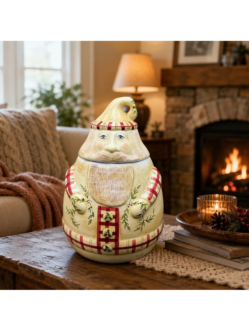 Large Vtg Laurie Gates Los Angeles Pottery Santa Cookie Jar Christmas Canister